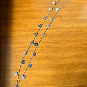 Long silver tone necklace